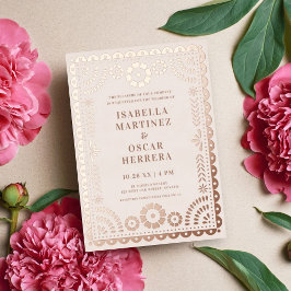 Invitación Con Relieve Metalizado Magnífico Papel Picado Boda Boda REAL