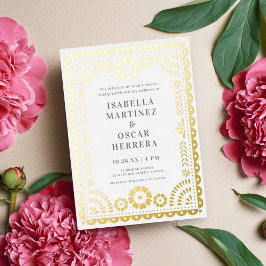 Invitación Con Relieve Metalizado Magnífico Papel Picado Boda Boda REAL