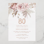 Invitación Con Relieve Metalizado Magnífico Rubor Dusty Rosa 80th Birthday Rosa Gold<br><div class="desc">Magnífica Rubor Dusty Rosa 80th Birthday Rosa Gold Invitation Ver otras invitaciones en nuestra Nest Store y Nest</div>