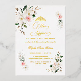 Invitación Con Relieve Metalizado Magnolia blanca RELIEVE METALIZADO floral rosado r