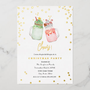 Invitación Con Relieve Metalizado Malvaviscos Festivos De Vacaciones Batidos Fiesta