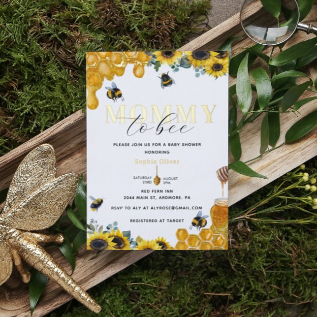 Invitación Con Relieve Metalizado Mami acuarela para ser Baby Shower Gold (Subido por el creador)