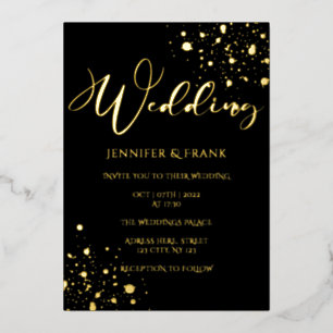 Invitación Con Relieve Metalizado Mancha de papel de aluminio de oro real moderno bl