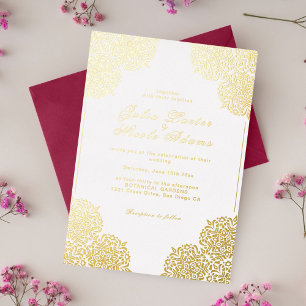Invitación Con Relieve Metalizado Mandalá de Boda de Piedra de Mármol de Arrecife de