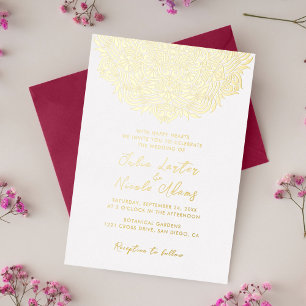 Invitación Con Relieve Metalizado Mandala de Boda Ordinata del Arco de la Joya Persa