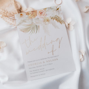 Invitación Con Relieve Metalizado Maravilloso Rosa Dorado & Marfil Boda Rosa Dorado