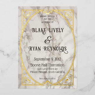 Invitación Con Relieve Metalizado Marble Art Nouveau