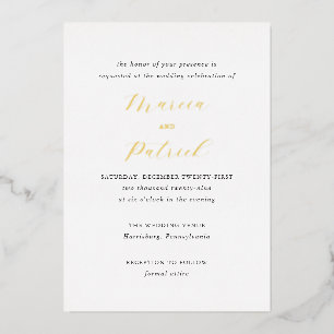 Invitación Con Relieve Metalizado Marcia Classic Elegant Wedding