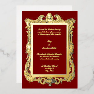 Invitación Con Relieve Metalizado Marco de boda barroco rococó rocalla Luis XV