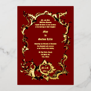 Invitación Con Relieve Metalizado Marco de borde barroco rococó rocalla del siglo XV