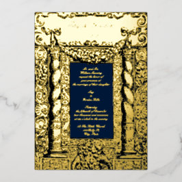 Invitación Con Relieve Metalizado Marco de columna solomónica barroca vintage para b