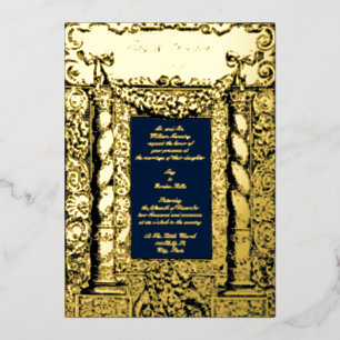 Invitación Con Relieve Metalizado Marco de columna solomónica barroca vintage para b