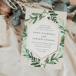 Invitación Con Relieve Metalizado Marco de efecto invernadero | Boda botánico acuare