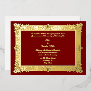 Invitación Con Relieve Metalizado Marco de estilo rococó barroco de la época victori