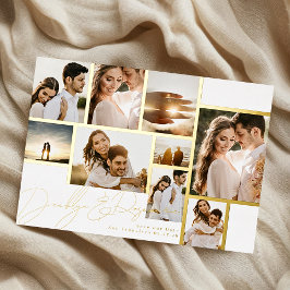 Invitación Con Relieve Metalizado Marco de fotos múltiples collage blanco Save The D