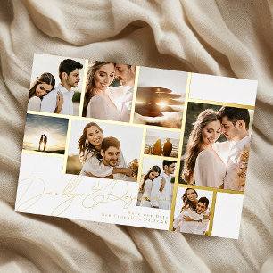 Invitación Con Relieve Metalizado Marco de fotos múltiples collage blanco Save The D
