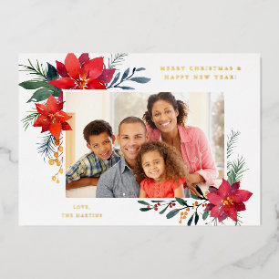 Invitación Con Relieve Metalizado Marco de Nochebuena H Foto Vacaciones
