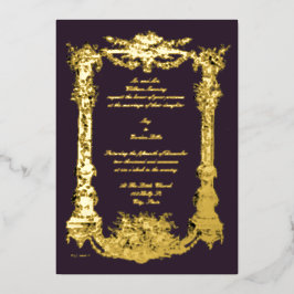 Invitación Con Relieve Metalizado Marco de pedestal vintage barroco rococó boda