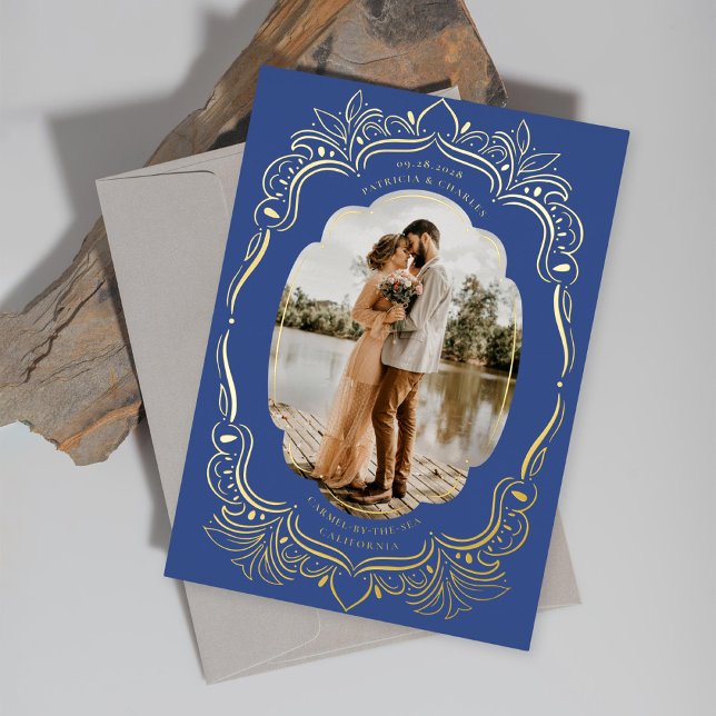 Invitación Con Relieve Metalizado Marco fotográfico de Leafy Ornate (Subido por el creador)