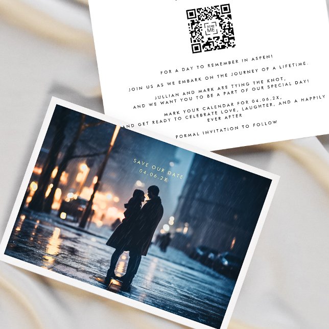 Invitación Con Relieve Metalizado Marco fotográfico simple Boda CÓDIGO QR Guardar La (Subido por el creador)