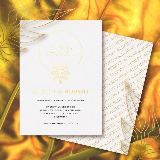 Invitación Con Relieve Metalizado Marco inspirado en joyas e iniciales boda blanco (Subido por el creador)