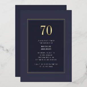 Invitación Con Relieve Metalizado Marco minimal elegante de oro oscuro para cumpleañ