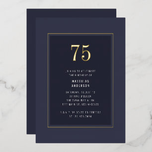 Invitación Con Relieve Metalizado Marco minimal elegante dorado oscuro para cumpleañ