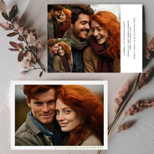 Invitación Con Relieve Metalizado Marco Mínimo Moderno Multifoto Guardar La Fecha