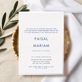 Invitación Con Relieve Metalizado Marco Moderno y Sencillo Boda Islámica