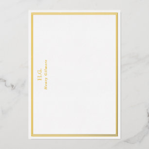 Invitación Con Relieve Metalizado Marcos dorados y blancos monogramados