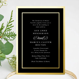 Invitación Con Relieve Metalizado Marcos Formales Clásicos Negros Blancos Dorados Bo