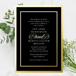 Invitación Con Relieve Metalizado Marcos Formales de Bodas Premium Negro Blanco Dora