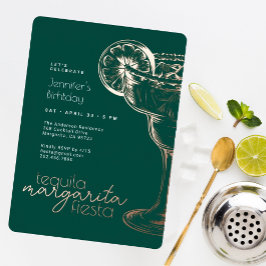 Invitación Con Relieve Metalizado Margarita verde moderna Fiesta Fiesta fiesta de cu