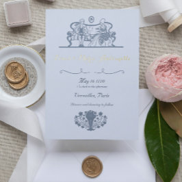 Invitación Con Relieve Metalizado Marie Antoinette Boda de inspiración francesa Roco