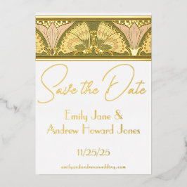 Invitación Con Relieve Metalizado Mariposa Calla Lily de Art Deco salva la fecha