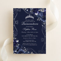 Mariposa Plata Floral Swirl Quinceanera