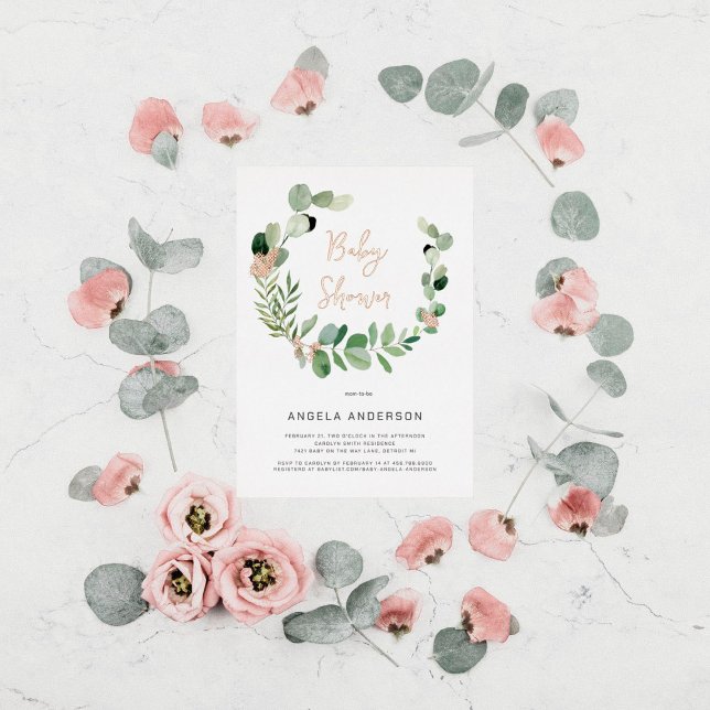 Invitación Con Relieve Metalizado Mariposas por todo Baby Shower Rosa Godl (Subido por el creador)