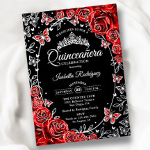 Mariposas Rojas Negras Plateadas Quinceañera