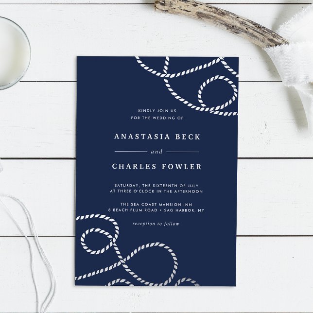 Invitación Con Relieve Metalizado Marítimo | Boda de Rope Náutico (Subido por el creador)