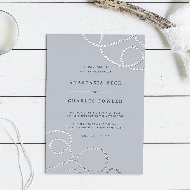 Invitación Con Relieve Metalizado Marítimo | Boda de Rope Náutico (Subido por el creador)