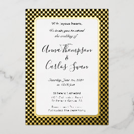 Invitación Con Relieve Metalizado Mármol negro y dorado elegante