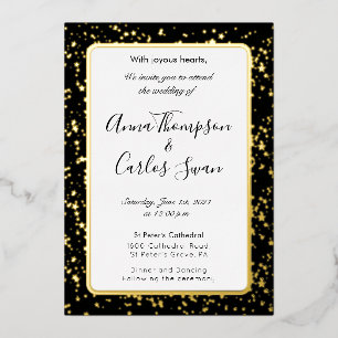 Invitación Con Relieve Metalizado Mármol negro y dorado elegante