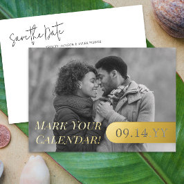 Invitación Con Relieve Metalizado Marque su Calendario Foto en B&W Boda Save the Dat