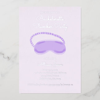 Invitación Con Relieve Metalizado Máscara de dormir morada para despedida de soltera