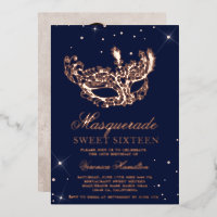 Mascarada rosa purpurina dorado Sweet 16 foto