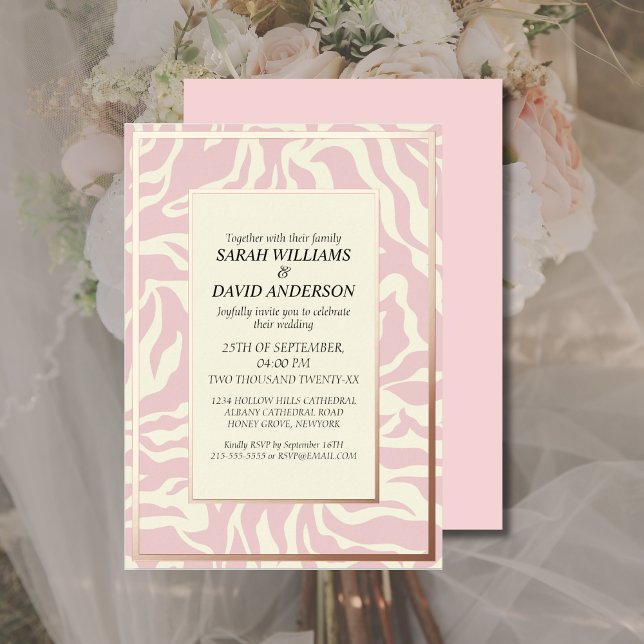 Invitación Con Relieve Metalizado Matisse Wavy Soft Rosa Gold Boda (Subido por el creador)