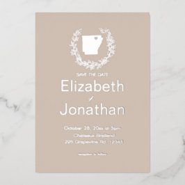 Invitación Con Relieve Metalizado Matrimonio de destino del estado de Arkansas