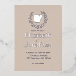 Invitación Con Relieve Metalizado Matrimonio de destino del estado de Arkansas