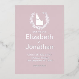 Invitación Con Relieve Metalizado Matrimonio de destino del estado de Idaho