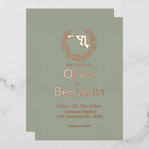 Invitación Con Relieve Metalizado Matrimonio de destino del estado de Maryland